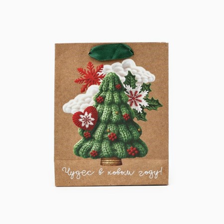 Craft vertical package "New Year tree", S 15 x 12 x 5.5 cm, New Year-3