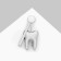Brooch "Tooth with a mirror", white color in silver