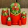 Matryoshka "Strawberry in a basket", green scarf, 5 puppet, 10 cm, handmade