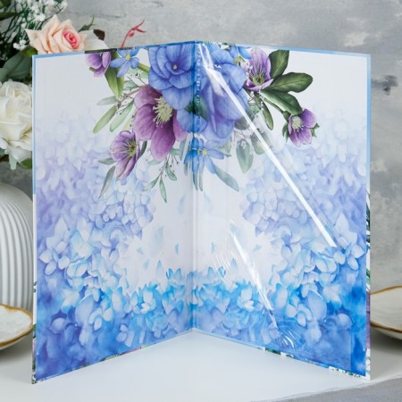 Certificate of marriage "Flowers" Blue Background, A4-3