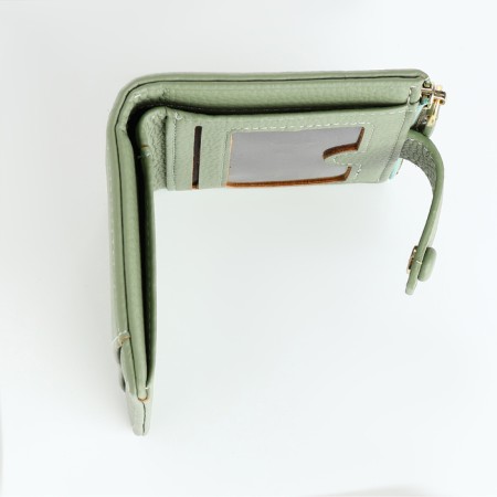 Women's wallet on the button, green color-4