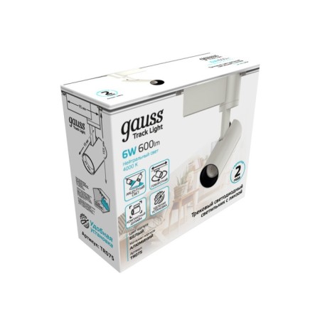 Lamp track Gauss cylinder, 1x6W LED, 4000K, 600LM, white color-6