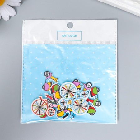 Set of buttons of decorative+ decor tree "Bicycles and mopeds" (set 12 pcs) 2x3 cm-5