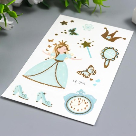 Tattoo on the body color "princesses and locks" with gold mix 12x7.5 cm-2