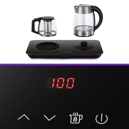 Tea kit KitFort KT-6608, glass, 1.7/1 l, 2200 watts, adjustment t °, display, black-3
