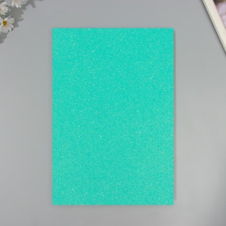 A set of glitter foamiran (5 sheets) 2 mm, 20x30 cm, mint-3
