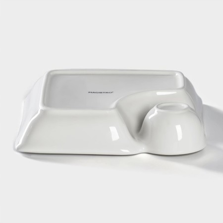 Porcelain dish with magistro blanche sauce, saucepan 60 ml, 18.5 × 17.5 × 4 cm, white color-3