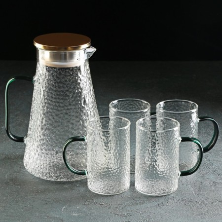 Magistro Sarah Glass Set for Drinks, 5 objects: Bench 1.75 l, 4 circles 300 ml-1