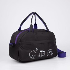 Sports bag with lightning, external pocket, long belt, black/purple color