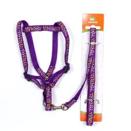 Set "Star Bones", leash 120 x 1 cm, fire 23-35 cm, purple-6