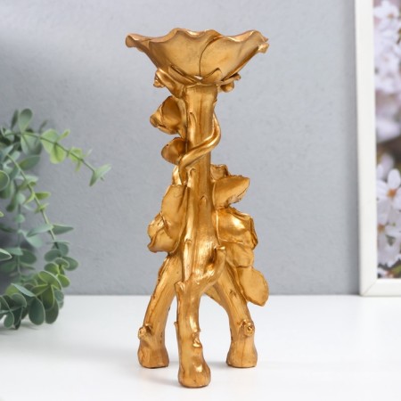 Polystone candlestick for 1 candle "roses. Trinoga" gold 20.8x7.5x7.5 cm-3