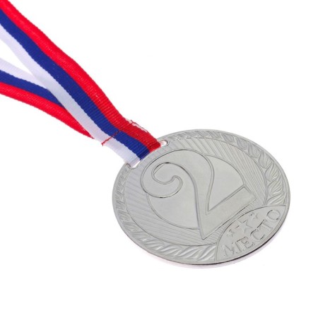 Prize medal 078 diam 6 cm. 2 place. Color ser. With a ribbon-3