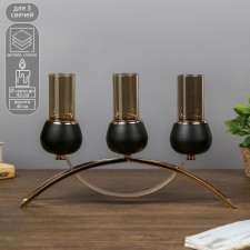 Summary metal, glass for 3 candles 