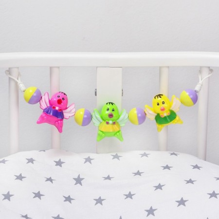 Stretching to a stroller/crib "chicks", 3 toys, color mix, crush me-7