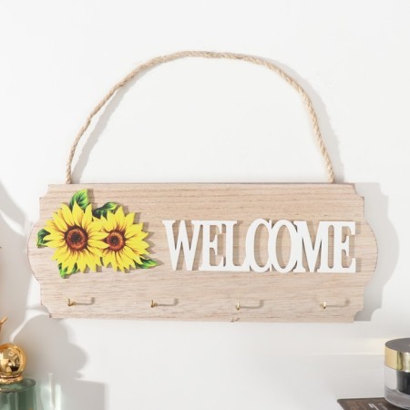 Decorative tree hooks "Welcome. Sunflowers" 2.5x29.5x11.5 cm-1