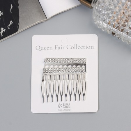 Hair crest "Medea", set 2 pcs., Classic, 5 × 4 cm, silver-4