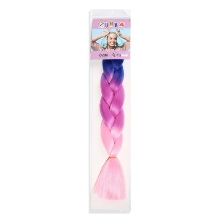 Zumba Kanecalon is three-colored, corrugated, 60 cm, 100 g, blue/purple/light pink (#cy22)-3
