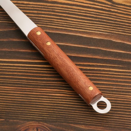 Serving spoon-shumovka with a wooden handle 35 cm, scooped 10x7 cm-2