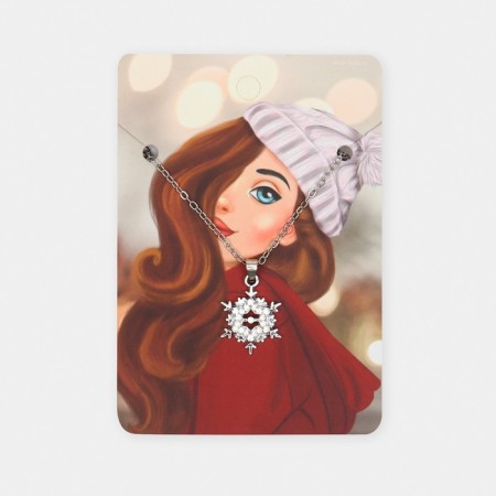 Pendant "New Year" girl in a hat, snowflakes, color silver, 45 cm-1