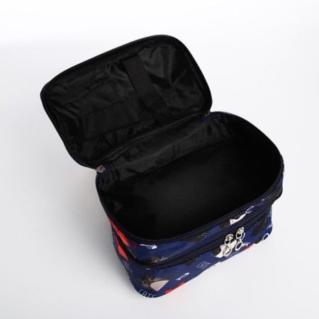 Cosmetic bag, 2 parts on zippers, blue color-2