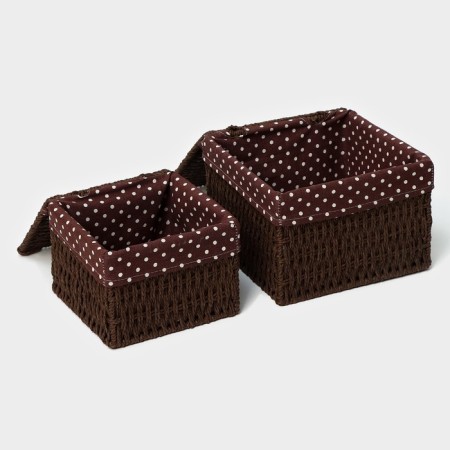 A set of handmade interior baskets with a lid LadOM, 2 pcs, size: 20 × 20 × 15 cm, 25 × 25 × 18 cm-5