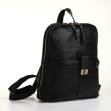 City backpack on a zipper, black color