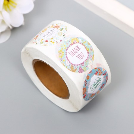 Stick Paper "thank" d = 2.5 cm 500 pcs in the roll 3x6x6cm-1
