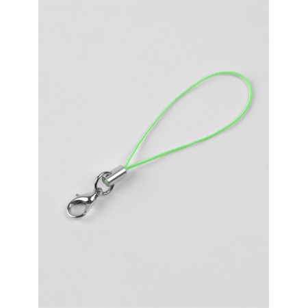 The basis for a keychain on a thread, with a carbine, 6 cm, green, silver, price for 1 piece-1
