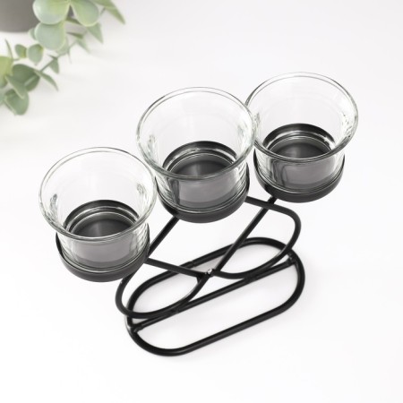 Summary metal, glass for 3 candles "peak" d = 5 cm black 19x6x16.5 cm-5