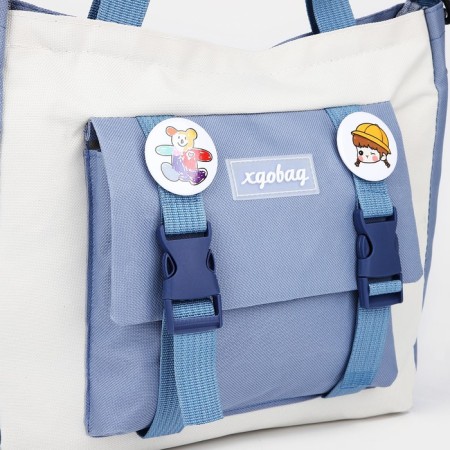Set a youth backpack on a zipper of textiles, a chover, bag, cosmetic bag, pencil color blue-6