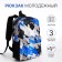 School backpack from textiles on lightning, 3 pockets, blue color