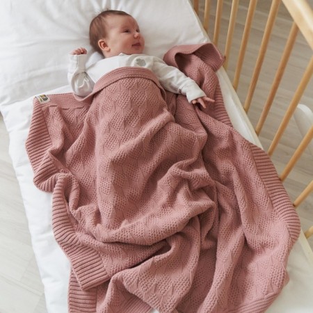 Baby plaid, ash-pink color, size 95x95 cm-2