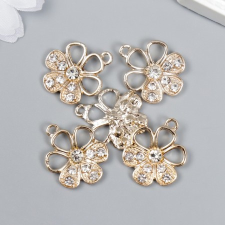 Decor for creativity Metal "Flower" gold, rhinestones 2x2 cm-2