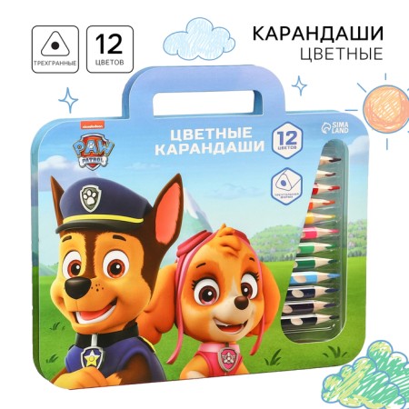 Colored pencils, 12 colors, trihedral, puppy patrol