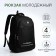 Youth backpack from textiles, 2 parts with a zipper, 4 pockets, black/green color