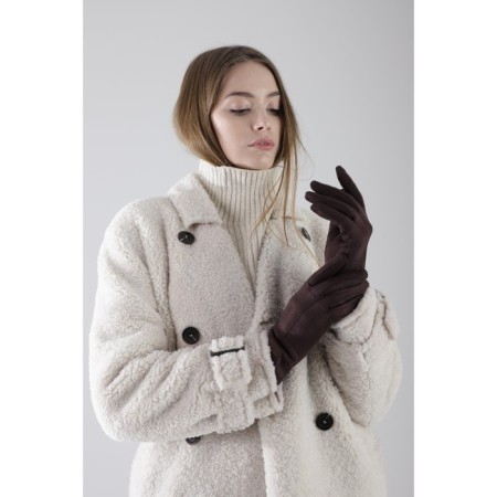 Female gloves, size 8.5, without insulation, brown color-1