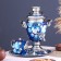The set "Zhostovo on the blue", a glass, 3 objects, a samovar 3 l, a teapot 0.7 l, tray