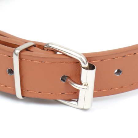 Cleaned -leather riveted collar, 46 x 1.9 cm, mix of flowers-2