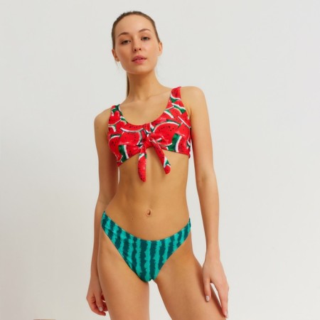 Swimsuit female separate minku color red/green, size 46-4