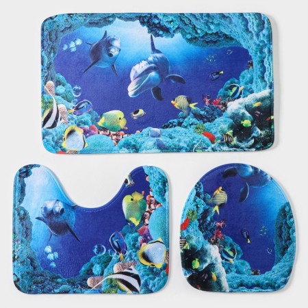 Bath and toilet rugs "Dolphin", 3 pcs: 35 × 39, 40 × 50, 45 × 75 cm-7