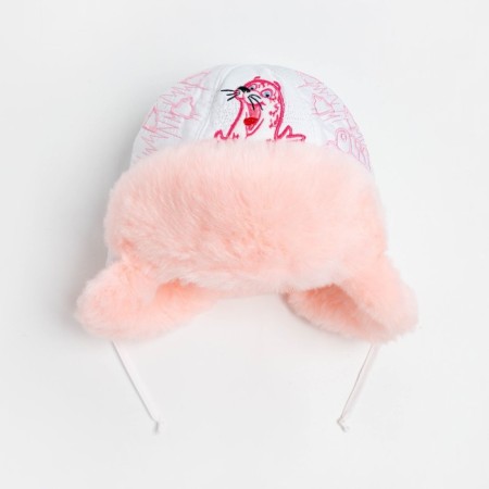 Hat for the girl "Arctic", white/pale pink color, size 52-1