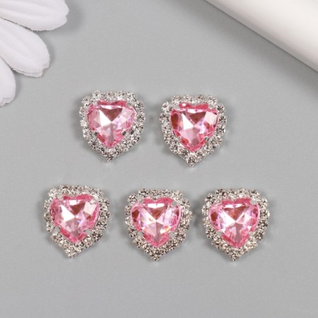 Decor for creativity Metal "Medalon Heart in Rhouses" Pink 1.8x1.7 cm-2
