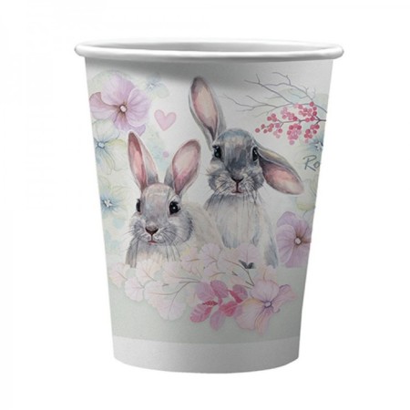 A set of paper glasses "Rabbits", (pastel), 6 pieces, 250 ml
