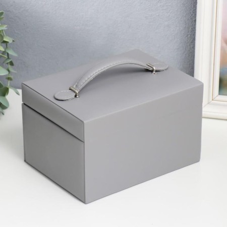 Casket to the leatherette to decorations the chest "Smoothness. Matte gray" 11x18x13.7 cm-4