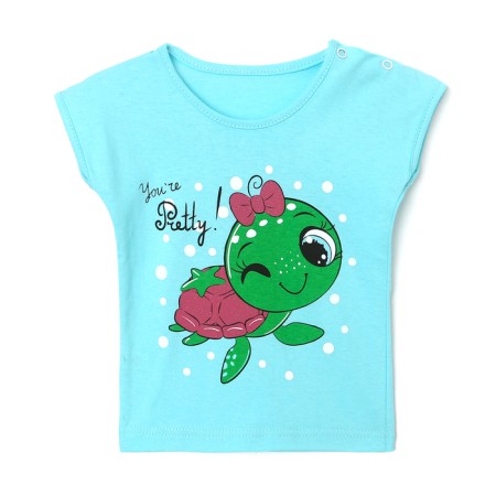 T -shirt for nursery, blue/turtle color, height 80 cm