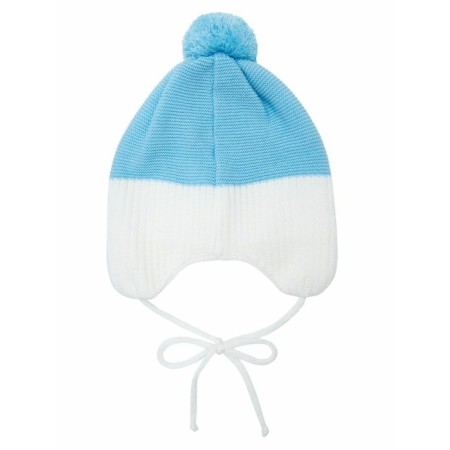 A cap on ties with a pompom Children's Amarobaby Pure Love Wind, with a lining, size 38-40 cm, blue color-5