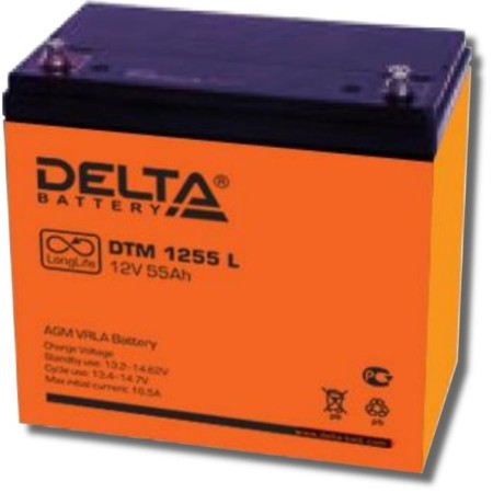 Battery Delta DTM1255 L, 12 V, 55 A/h