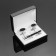 Set of male "cufflink + tie clamp" oval with enamel, black color in silver