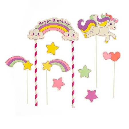 Topper "Unicorn and Rainbow", a set of 8 pcs.
