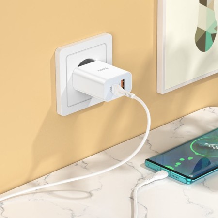 Network charger Hoco C97A, USB, Type-C, 20 W, Type-C-Type-C, 1 m, white-5